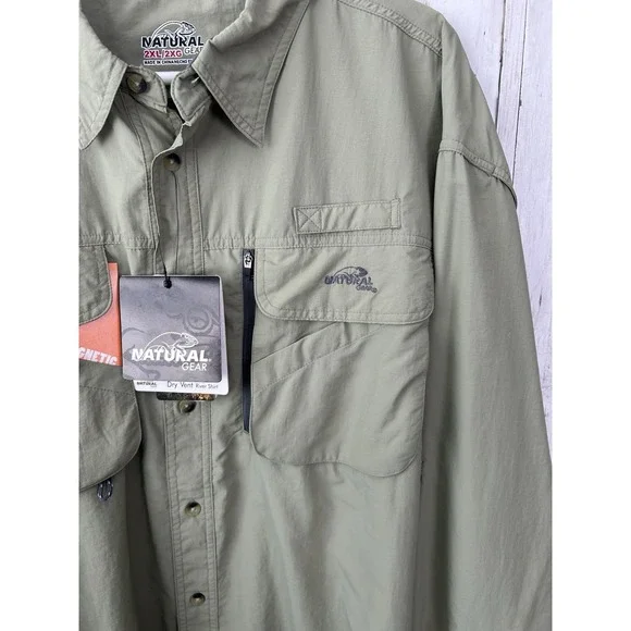 Men's Natural Gear River Shirt Sage Dry Vent NWT Sun Protection Size 2XL - Picture 4 of 9